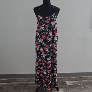 Floral Maxi Dress - Black and Pink